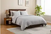LINENOVA 100% Premium Microfiber All Size Quilt Cover Sets Bedding Set (Silver grey)