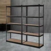 Adjustable Shelving Unit 5 Tier Shelf Warehouse Steel Rack Storage Black 2 PCS