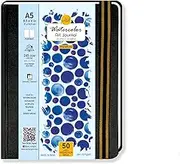 Zen Sangam Portrait A5-8.5" x 6" Watercolor Book, (50 Pages), 20% Cotton 120lb (245GSM)- Buckram Hardcover - Black Artists Paper Pads,Acid-Free,Cold-Pressed,Drawing Sketchbook Mixed Media - Portrait