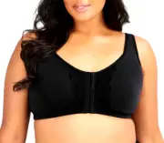 TS TAKING SHAPE plus sz 18D (S-M) Wirefree Lace Trim Bra front opened black NWT!