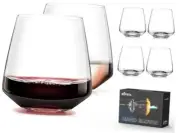 Stemless Wine Glasses Set of 6-13.5oz, Hand Blown Stemless (13.5oz-set6)