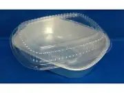 4 lb. Large Silver Foil Pan Take-Out Container w/Clear PET Dome Lid 10 Sets