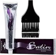 SATIN Hair Color, Developlus Ultra Vivid Fashion Colors (with Sleek Applicator Brush) ALOE VERA BASE Low Ammonia Cream Haircolor Dye (12HLA High Lift Ash Blonde)