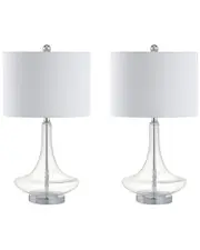 JONATHAN Y Designs Set of 2 Cecile 25.5in Glass Teardrop Table Lamps