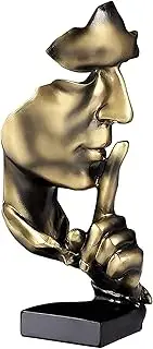 aboxoo Thinker Statue, Silence is Gold Abstract Art Figurine, Modern Home Resin Sculptures Decorative Objects Piano Desktop Decor for Creative Room Home, Office Study (Large Gold)