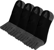 [ZAKASA] Mens Summer No Show Toe Socks Premium Cotton Five Finger Socks for Running Athletic