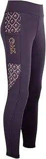 [AK SPOFIT] AK Black Pearl Pull on High Waisted Breathable Horse Riding Tights/Leggings/Breeches with Full seat Silicon Grip AKRS 6057