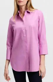 Foxcroft Madison Popover Cotton Oxford Shirt in Rose Quartz at Nordstrom, Size 6
