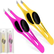 Professional Eyebrow Tweezers Slanted Tip Stainless Steel 2,3Xpcs Set, Non-Slip