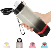 Sports Water Bottle 760ML (26OZ), Leak Proof & BPA Free Drinks Bottle, Reusable Water Bottles with Carrying Strap and Silicone Sleeve, Waterbottle for Gym Travel Picnic Camping Hiking (Black White)