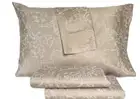 Art of the Weave Tan Jacobean Floral Cotton Sateen Blend 4-Pc.Sheet Set, Queen