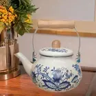 Enamel Teapot 2.5L Floral Enamel Pot for Household Stovetop Boiling Water