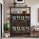 16 Pairs 2 Flip Drawer Shoe Rack Cabinet Sneakers Tabletop Shelf Storage Wooden