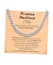 7mm Cuban Link Chain Promise Necklace for Him Boyfriend Men Birthday Silver