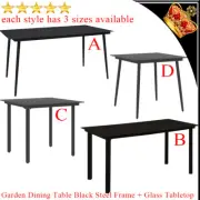 Garden Outdoor Steel and Glass Dining Table Yard Patio Bistro Cafe Coffee Tables