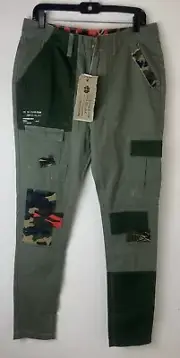 Strivers Row NEW Deep Lichen Green Camo Patchwork Cargo Pants Size 32 NWT
