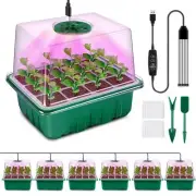 Seed Starter Kit 6 Pack with Grow Light and Humidity Domes Adjustable Brightness