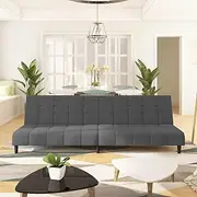 2-Seater Sofa Bed Dark Grey Velvet for Living Room, Couch, Modular Couches, Small Concept Sofa, Bed - Furniture