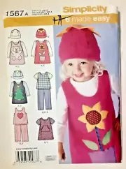 Simplicity Pattern 1567 Toddler Jumper or Top Pants Top & Hat Sewing Project (H)