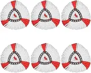 6-Pack Reusable Microfiber Mop Head Replacements for Vileda 2-in-1 Turbo Triangle Spin Mop (Red)