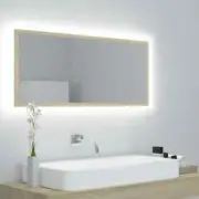 NNEVL LED Bathroom Mirror Sonoma Oak 100x8.5x37 cm Chipboard