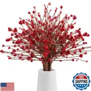NandT NIETING Valentines Day Decorations, 6 Branches Artificial Flowers Berry