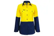 Workcraft Ladies Maternity Hi-vis Taped Cotton Shirt WSL601 - Orange/Navy