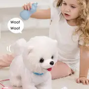 Samoyed Walking Dog Toy For Girl Licking Barking Dog With Control Leash What You Say Electric Talking Singing Tail Plush Robot Dog DIY Pretend Dress B