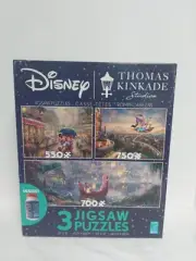 Disney Thomas Kinkade 3 Pack Puzzle Tangled, Aladdin, Mickey Minnie - NEW SEALED