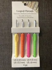 Loops & Threads Ergonomic Aluminum Crochet Hook Set (4 ct)