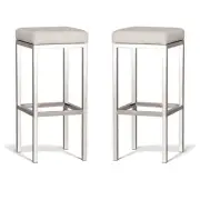 Set of 2 - Borgo Bar Stool 75cm - Polished Frame - Off White