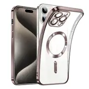 For Apple iPhone 15 Plus MagSafe Magnetic Case with HaloLock Shockproof Military Grade Protection Scratch Resistant Back Protective Cover (Rose Gold)