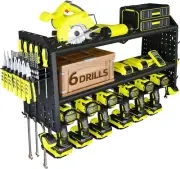 Power Tool Organizer,Large 6 Drill Holder Wall Mount,Heavy Duty Metal Tool Shelf