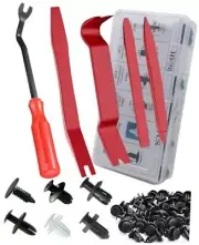 105 Pcs Auto Trim Removal Tool Kit, Plastic Pry Bar Set with Plastic Rivets Red