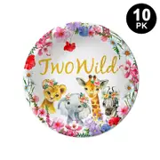 Two Wild Jungle Animals Theme 7 inch 17cm Plates 10PK - Kids Birthday Party Tableware