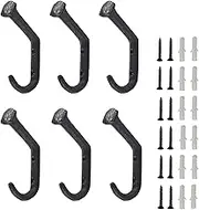 Ymaiss 6 Packs Rustic Cast Iron Hooks,Antique Old Shabby Chic Cast Iron Coat Hooks, Wall Mounted Towel Hooks,Vintage Inspired Coats, Bags, Hats, Towels,Matching Screws Included