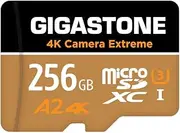 [5-Yrs Free Data Recovery] Gigastone 256GB Micro SD Card, 4K Camera Extreme, MicroSDXC Memory Card for Switch, GoPro, Action Camera, DJI, R/W up to 100/60MB/s, UHS-I U3 A2 V30 C10, with Adapter