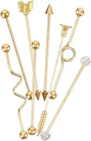 [MOBUTOFU] 8pcs Barbell Earring Arrows Screw Earring Barbell Ear Jewelry Piercing Jewelry Ear Studs Industrial