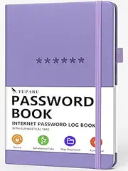 Password Book with Alphabetical Tabs – Hardcover Internet Address & Password Organizer – Password Keeper Notebook for Computer & Website – 5.2 x 7.6" (Lavender)