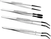 YOSADIER Anti-slip Stainless Steel Tweezers Silicone Tip for Stamps Coins Lash Extensions Craft Use