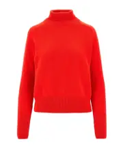 roll-neck wool jumper L Red