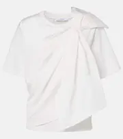 [Max Mara] Max Mara Colle bow-detail cotton jersey T-shirt UK 14 white