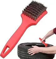 Huvqianu Cleaning Brushes for Tires, Heavy Duty Car Tire Brush, Tires Scrub Brushes Tool, Tire's Cleaning Wire Brushs, Tire Scrub Brush for Car, Size 21cm, Red 1pc