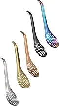 COLLBATH 5pcs Caviar Serving Spoons Strainer Spoon for Home Kitchen Multipurpose Tableware Stainless Steel Colander