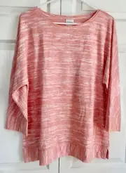 Chico's NWT Size 2 $55 Swimming Spacedye Boat Neck Dolman 3/4 Slv Tee Top Melon