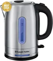Russell Hobbs Quiet Electric Kettle RHK26330 1.7L Blue Light Stainless Steel