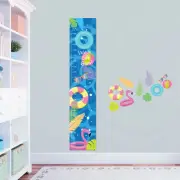 Personalised Summer Beach Sun Pool Swimming Height Growth Chart+ 8 Wall Stickers