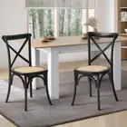 Oikiture Set of 2 Dining Chair with Crossback Timber Wooden Kitchen Chair Hom...