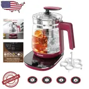 Precision Temperature Control Electric Kettle - 1.5L, Easy-Pour Red Design