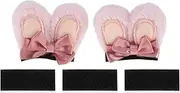 X AUTOHAUX Motorcycle Helmet Accessories Decoration Double Rabbit Ears with Bow for Motorcycle Bicycle Skiing Helmets Pink Plush Stickers 1 Set